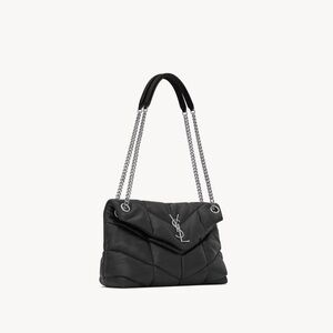 Saint Laurent Puffer Small Handbag in Lambskin - Black with Silver Hardware